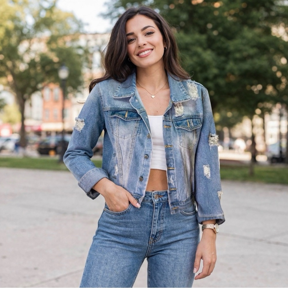 Womenβs Denim Jacket Size M Medium - Picture 2 of 16